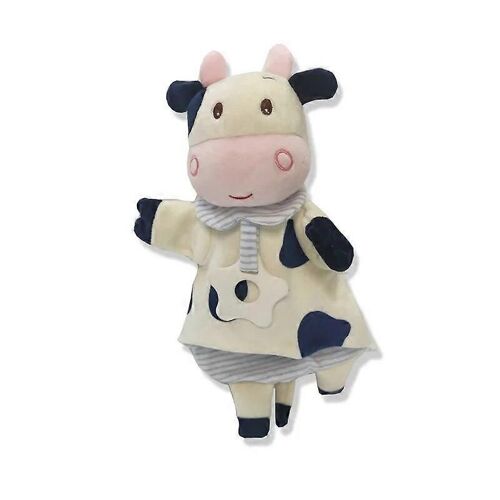 Jouets pour bébés : hochet en peluche, lapin mignon, jeux pour bébés, couverture en peluche douce, animaux en peluche, serviette, poupée, jouets pour bébés de 0 à 12 mois-marionnette à main de vache