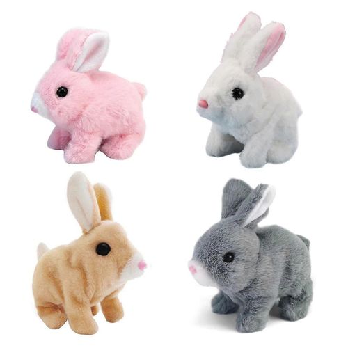 Jouets éducatifs interactifs en forme de lapin : les lapins peuvent marcher et parler, peluche de Pâques-Rose