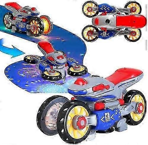 Jouet transformable pour enfants, cascade rotative à 360°, moto déformable avec lumière et musique, LED rechargeable, cadeau