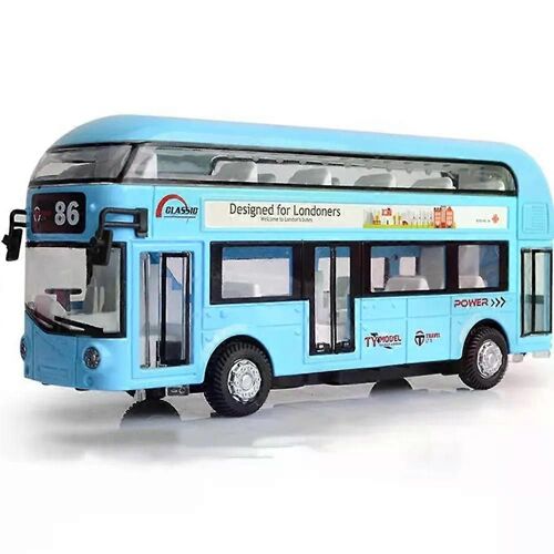 Bus miniature à deux étages en alliage moulé sous pression, échelle 1:36, portes ouvertes, son et lumière, véhicule à tirer, cadeaux pour enfants