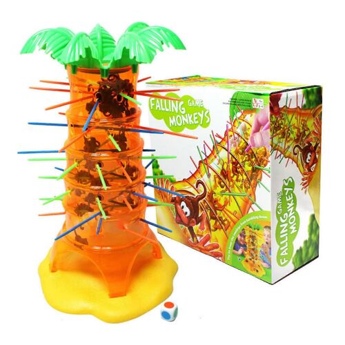 Jeu éducatif d'escalade et de chute de singe pour enfants, jouet logique amusant pour fête de famille-chapeau bleu corps orange