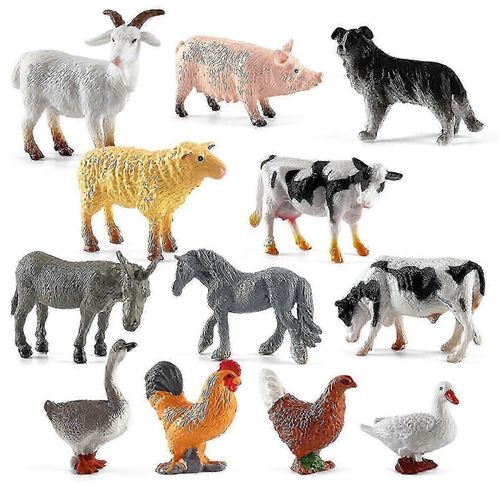 Coffret de 12 figurines d'animaux de la ferme réalistes en plastique pour tout-petits-Orange