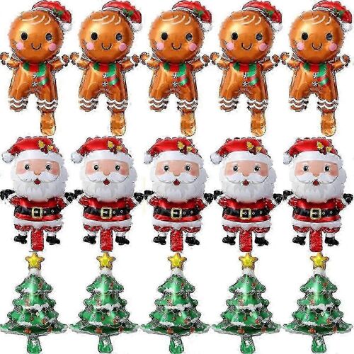 Lot de 60 ballons de Noël en aluminium, petits ballons, jouets, arbre de Noël, bonhomme en pain d'épices, Père Noël, fête d'anniversaire, décorations de vacances