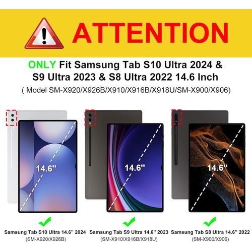 Coque Pour Samsung Galaxy Tab S10 Ultra 14.6 Puces/Tab S9 Ultra/Tab S8 Ultra (2024/2023/2022) - [Rangement De Stylet] Housse Transparente Claire Etui Avec Bord Antichoc, Marbre Nuageux