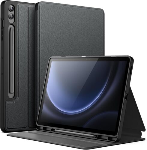 Case for Samsung Galaxy Tab S9 FE+/S9 FE Plus 12.4 Inches with S Pen Holder, Slim Folio Stand Protective Tablet Case, Multi-Angle Display (Black)