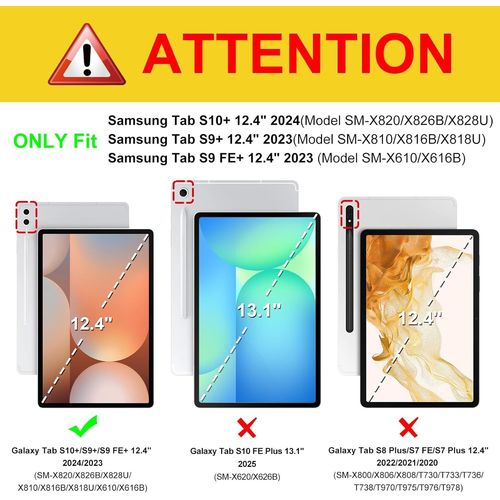 Ersan-Coque Pour Samsung Galaxy Tab S10 Plus/Tab S9 Fe Plus/Galaxy Tab S9 Plus 12.4 Pouces (2024/2023) - [Rangement De Stylet] Housse Transparente Claire Etui Avec Bord Antichoc, Marbre Lilas