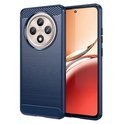 Coque Pour Oppo Reno 12 F Et Reno 12 Fs 5g - Housse Etui Silicone Gel Carbone + Verre Trempe - Bleu Fonce