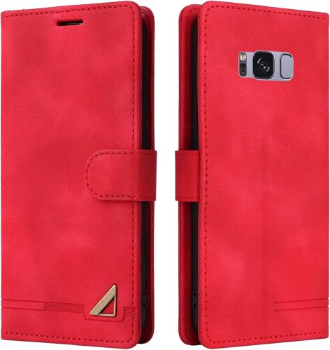 KAL-Coque Pour Samsung Galaxy S8 Plus, Étui De Protection De Portefeuille Antichoc De Fente Pour Carte, Support De Carte À Rabat En Cuir En Pu Étui De Téléphone Pour Samsung Galaxy S8 Plus (Rouge)