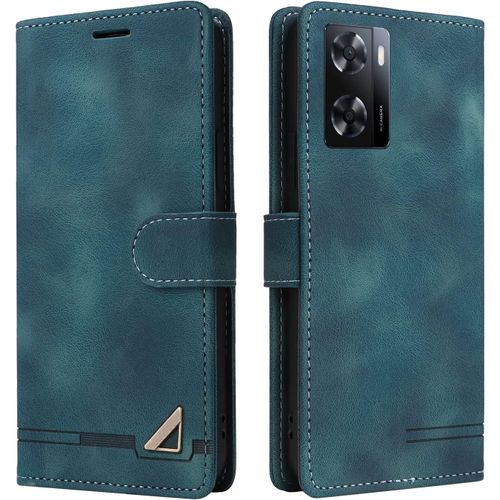 Kal-Coque Pour Oppo A57/A77/A57s 4g, Étui De Protection De Portefeuille Antichoc De Fente Pour Carte, Support De Carte À Rabat En Cuir En Pu Étui De Téléphone Pour Oppo A57/A77/A57s 4g (Vert)