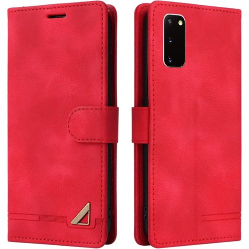 Kal-Coque Pour Samsung Galaxy S20, Étui De Protection De Portefeuille Antichoc De Fente Pour Carte, Support De Carte À Rabat En Cuir En Pu Étui De Téléphone Pour Samsung Galaxy S20 (Rouge)