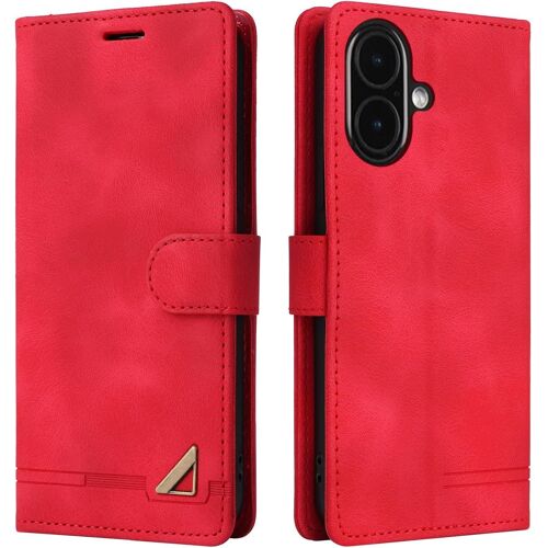KAL-Compatible Pour Iphone 16 Plus(6,9 Pouces), L`Étui De Protection Pour Portefeuille Antichoc, Le Porte-Carte À Rabat En Cuir Pu [Fermeture Magnétique] Étui De Téléphone Pour (Rouge)