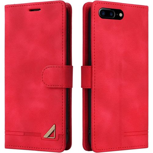Kal-Coque Pour Iphone 6s Plus/Iphone 6 Plus(4,7 Pouces), Étui De Protection De Portefeuille Antichoc De Fente Pour Carte, Support De Carte À Rabat En Cuir En Pu Étui (Rouge)