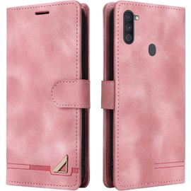 Kalanka-Coque Pour Samsung Galaxy A11/M11, Étui De Protection De Portefeuille Antichoc De Fente Pour Carte, Support De Carte À Rabat En Cuir En Pu Étui De Téléphone Pour Samsung Galaxy A11/M11 (Rose)