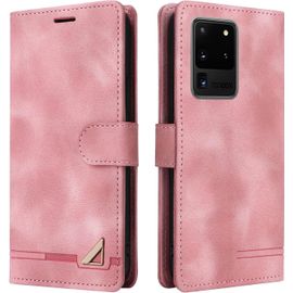 Kal-Coque Pour Samsung Galaxy S20 Ultra, Étui De Protection De Portefeuille Antichoc De Fente Pour Carte, Support De Carte À Rabat En Cuir En Pu Étui De Téléphone Pour Samsung S20 Ultra (Rose)