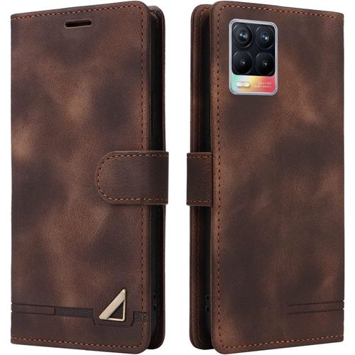 Kal-Coque Pour Oppo Realme 8 4g/8 Pro, Étui De Protection De Portefeuille Antichoc De Fente Pour Carte, Support De Carte À Rabat En Cuir En Pu Étui De Téléphone Pour Oppo Realme 8 4g/8 Pro (Marron)