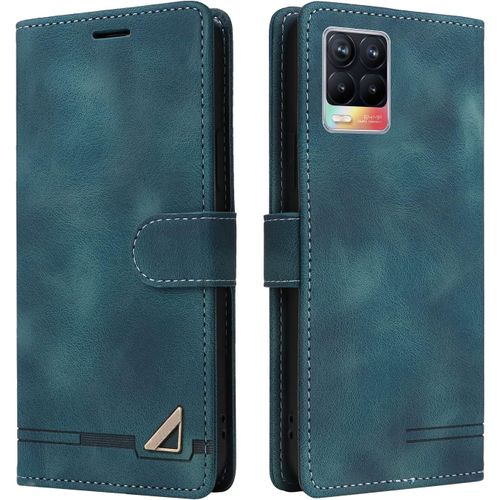 Kal-Coque Pour Oppo Realme 8 4g/8 Pro, Étui De Protection De Portefeuille Antichoc De Fente Pour Carte, Support De Carte À Rabat En Cuir En Pu Étui De Téléphone Pour Oppo Realme 8 4g/8 Pro (Vert)