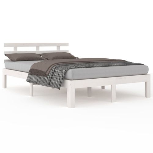 Vidaxl Cadre De Lit Blanc Bois Massif 180x200 Cm Super King