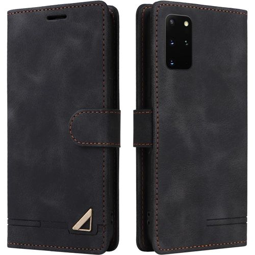 Kal-Coque Pour Samsung Galaxy S20 Plus, Étui De Protection De Portefeuille Antichoc De Fente Pour Carte, Support De Carte À Rabat En Cuir En Pu Étui De Téléphone Pour Samsung Galaxy S20 Plus (Noir)