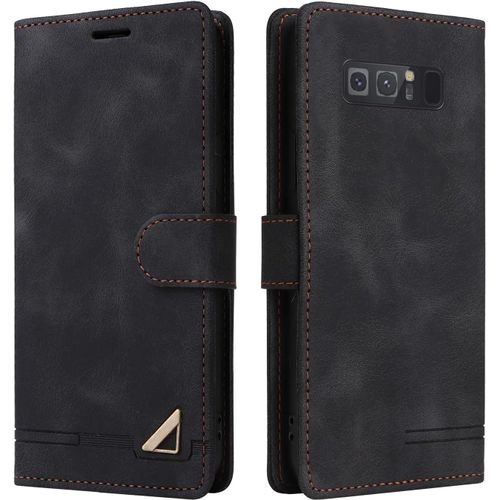 Kal-Coque Pour Samsung Galaxy Note 8, Étui De Protection De Portefeuille Antichoc De Fente Pour Carte, Support De Carte À Rabat En Cuir En Pu Étui De Téléphone Pour Samsung Galaxy Note 8 (Noir)