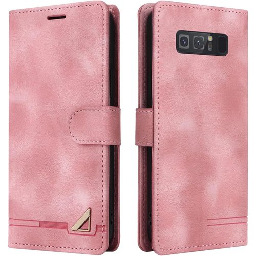 Kal-Coque Pour Samsung Galaxy Note 8, Étui De Protection De Portefeuille Antichoc De Fente Pour Carte, Support De Carte À Rabat En Cuir En Pu Étui De Téléphone Pour Samsung Galaxy Note 8 (Rose)