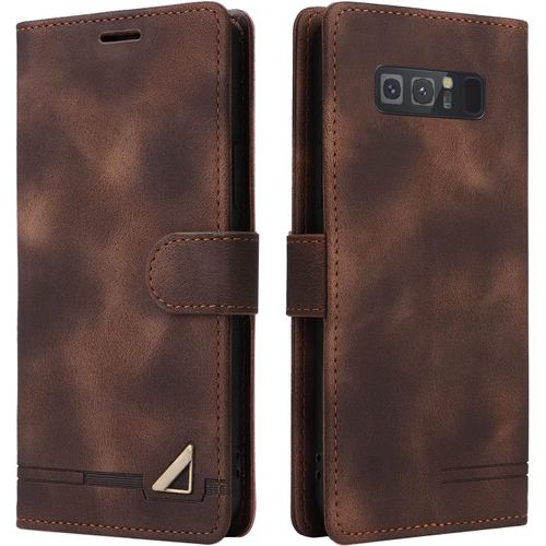 Kal-Coque Pour Samsung Galaxy Note 8, Étui De Protection De Portefeuille Antichoc De Fente Pour Carte, Support De Carte À Rabat En Cuir En Pu Étui De Téléphone Pour Samsung Galaxy Note 8 (Marron)