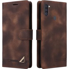 Sjzg-Coque Pour Samsung Galaxy A11/M11, Étui De Protection De Portefeuille Antichoc De Fente Pour Carte, Support De Carte À Rabat En Cuir En Pu Étui De Téléphone Pour Samsung Galaxy A11/M11 (Marron)