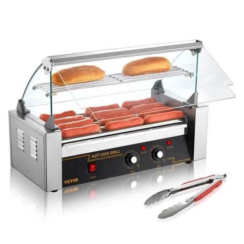 Rouleau à Hot-dogs-VEVOR-Machine à Griller les Saucisses en Acier Inoxydable avec Double Contrôle de Température-1000 W
