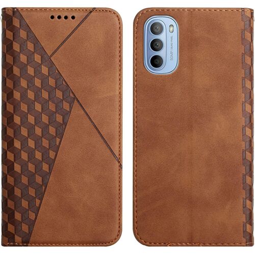 KAL-Coque Pour Motorola Moto G51 5G, Premium Flip Housse Étui Protection Rabat Clapet Portefeuille Phone Cover Magnétique [Porte Cartes] Antichoc Béquille Cover (Marron)