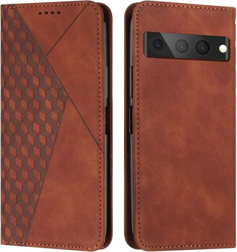 KAL-Coque Pour Google Pixel 7 Pro, Premium Flip Housse Étui Protection Rabat Clapet Portefeuille Phone Cover Magnétique [Porte Cartes] Antichoc Béquille Cover (Marron)