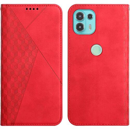 KAL-Coque Pour Motorola Moto Edge 20 Lite, Premium Flip Housse Étui Protection Rabat Clapet Portefeuille Phone Cover Magnétique [Porte Cartes] Antichoc Béquille Cover (Rouge)