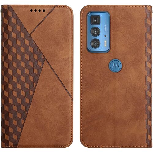 KAL-Coque Pour Motorola Moto Edge 20 Pro, Premium Flip Housse Étui Protection Rabat Clapet Portefeuille Phone Cover Magnétique [Porte Cartes] Antichoc Béquille Cover (Marron)