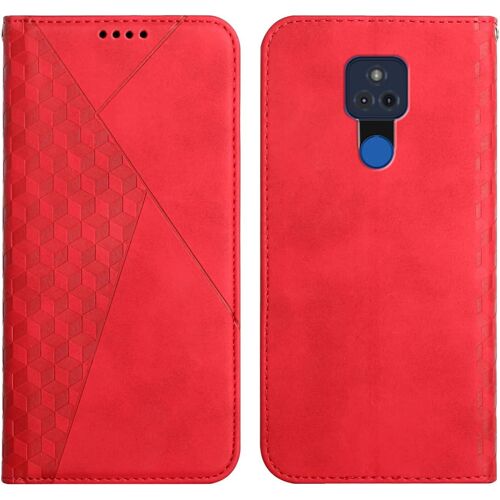 KAL-Coque Pour Motorola Moto G Play 2021, Premium Flip Housse Étui Protection Rabat Clapet Portefeuille Phone Cover Magnétique [Porte Cartes] Antichoc Béquille Cover (Rouge)