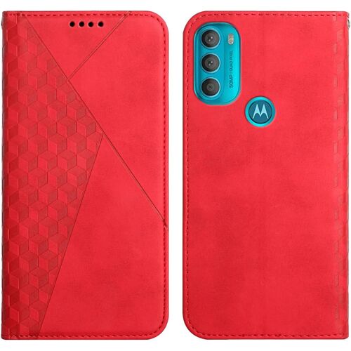 KAL-Coque Pour Motorola Moto G71 5G, Premium Flip Housse Étui Protection Rabat Clapet Portefeuille Phone Cover Magnétique [Porte Cartes] Antichoc Béquille Cover (Rouge)
