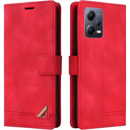 Coque pour Xiaomi Redmi Note 12/Poco X5, ?tui de Protection de Portefeuille Antichoc de Fente pour Carte, Support de Carte ¿¿ Rabat en Cuir en PU ?tui pour Xiaomi Redmi Note 12/Poco X5 (Rouge)