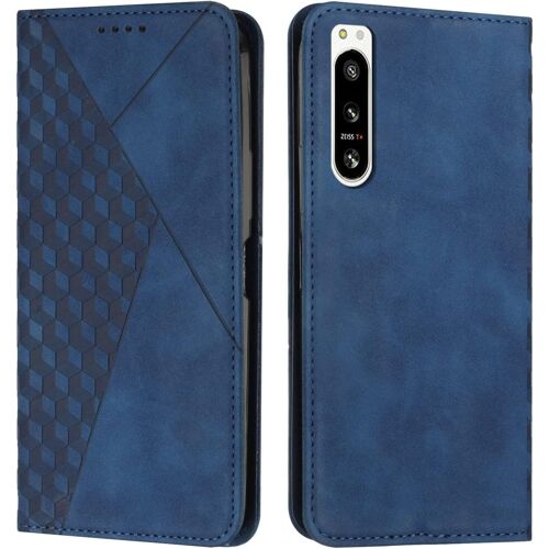 KAL-Coque Pour Sony Xperia 5 Iv, Premium Flip Housse Étui Protection Rabat Clapet Portefeuille Phone Cover Magnétique [Porte Cartes] Antichoc Béquille Cover (Bleu)