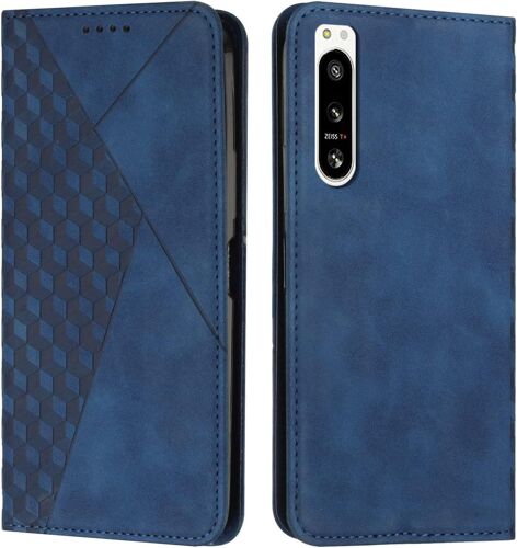 KAL-Coque Pour Sony Xperia 5 Iv, Premium Flip Housse Étui Protection Rabat Clapet Portefeuille Phone Cover Magnétique [Porte Cartes] Antichoc Béquille Cover (Bleu)