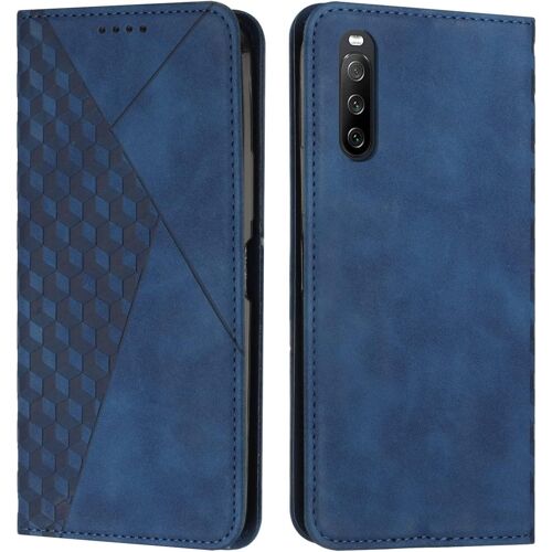 KAL-Coque Pour Sony Xperia 10 Iv, Premium Flip Housse Étui Protection Rabat Clapet Portefeuille Phone Cover Magnétique [Porte Cartes] Antichoc Béquille Cover (Bleu)