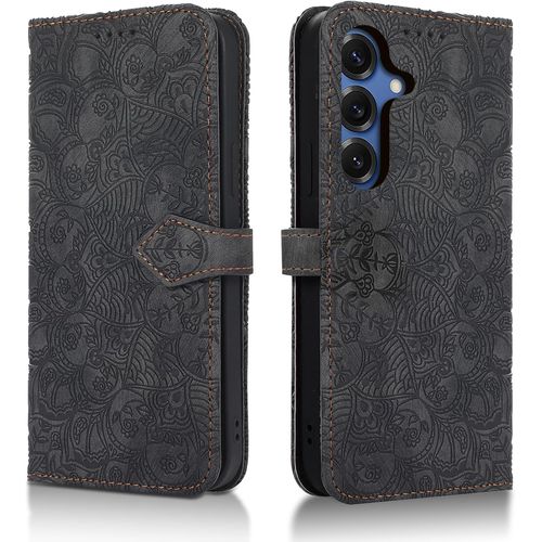 Trahoo-Coque Pour Samsung Galaxy S25 5g Etui Protection Housse Premium En Cuir Pu [Emplacements Cartes] [Fermeture Magnétique] Pochette Flip Portefeuille Case Pour Samsung Galaxy S25 5g Noir