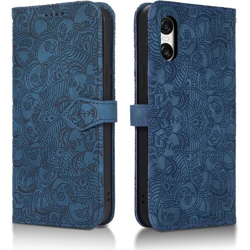 KAL-Coque Pour Sony Xperia 10 Vi 5G Etui Protection Housse Premium En Cuir Pu [Emplacements Cartes] [Fermeture Magnétique] Pochette Flip Portefeuille Case Pour Sony Xperia 10 Vi 5G Bleu