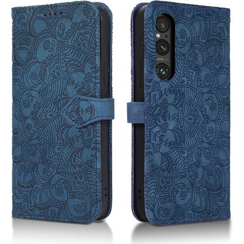 KAL-Coque Pour Sony Xperia 1 V 5G Etui Protection Housse Premium En Cuir Pu [Emplacements Cartes] [Fermeture Magnétique] Pochette Flip Portefeuille Case Pour Sony Xperia 1 V 5G Bleu