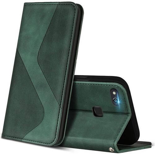 Sjzg-Coque Pour Huawei P10 Lite, Premium Étui Housse En Cuir De Protection Avec [Emplacements Cartes] [Magnetique], Clapet Folio Portefeuille Pour Huawei P10 Lite (Vert)