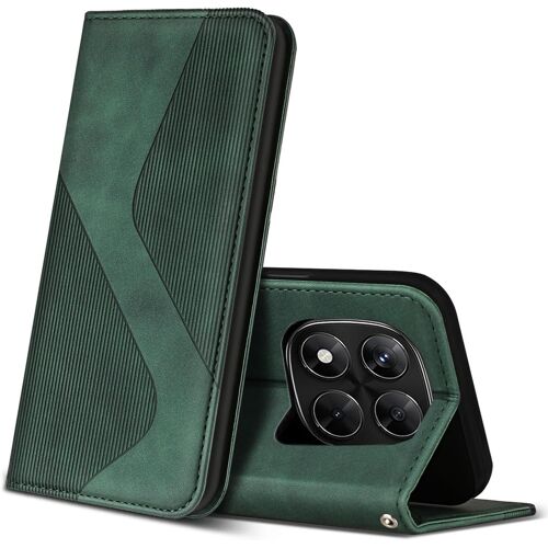 SJZG-Coque Pour Xiaomi Redmi Note 14 Pro 5G / Note 14 Pro+ 5G, Premium Étui Housse En Cuir De Protection Avec [Emplacements Cartes], Clapet Folio Portefeuille Pour Redmi Note 14 Pro 5G (Vert)