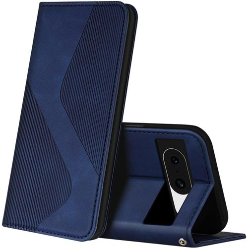 Kal-Coque Pour Google Pixel 8a, Premium Étui Housse En Cuir De Protection Avec [Emplacements Cartes] [Magnetique], Clapet Folio Portefeuille Pour Google 8a (Bleu)