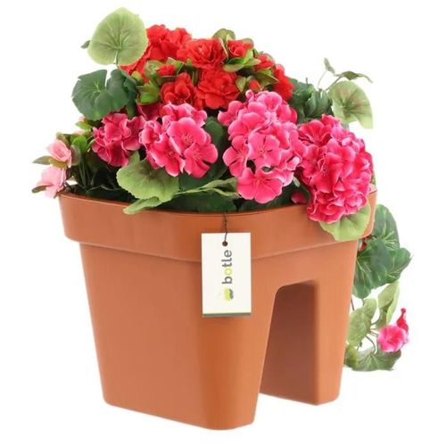 Pot de fleurs balcon balustrade rambarde terrasse 29x24 cm 10.5L terre cuite