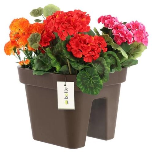 Pot de fleurs balcon rampe boîte terrasse 29x24 cm 10.5 L moka