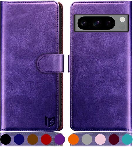 KAL-Etui Coque Pour Google Pixel 8 Pro 5G [Rfid Blocage] [Magnétique Protection] Fentes Pour Cartes Protection Etui Housse Premium En Cuir Pu,Pixel 8 Pro Etui Portefeuille Violet