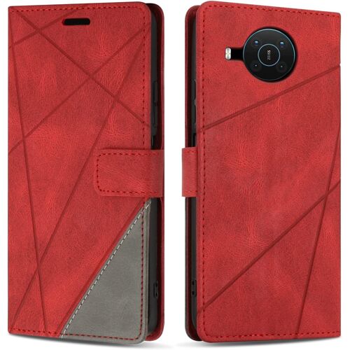 KAL-Etui Coque Pour Nokia X10 / Nokia X20, Protection Housse En Cuir Pu Portefeuille Livre Pour Nokia X10 / Nokia X20, Emplacements Cartes, Rouge