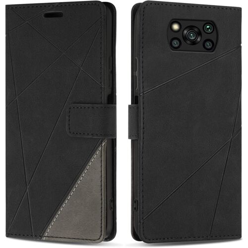 KAL-Etui Coque Pour Xiaomi Poco X3 Pro/Poco X3 Nfc, Protection Housse En Cuir Pu Portefeuille Livre Pour Xiaomi Poco X3 Pro/Poco X3 Nfc, Emplacements Cartes, Fonction Support, Noir