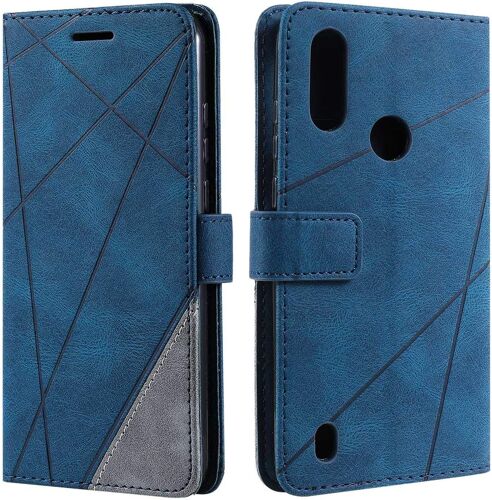 CAUC-Coque pour Moto E6S 2020, Etui en Cuir PU Portefeuille Housse Fermeture Magnétique und Flip pour Moto E6S 2020, avec Fermeture Magnétique, Bleu