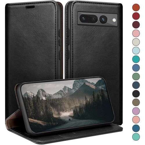 KAL-Coque Pour Google Pixel 7 Pro 5G Avec Rfid Blocage Etui À Rabat En Cuir De Premium,Fentes Pour Cartes,Coques De Case,Cover À Rabat Pour Pixel 7 Pro Portefeuille Le Noir